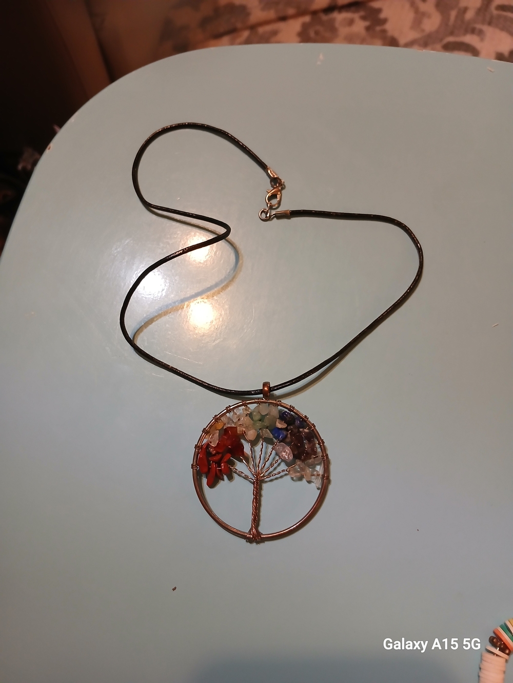 Handmade Tree of Life Multicolor Gemstone Pendant Necklace - Picture 2 of 2